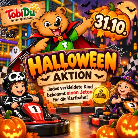 TobiDu Halloween-Aktion am 31.10.: Jedes verkleidete Kind bekommt einen Jeton für die Kartbahn!