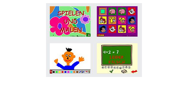 Bildschirm-Ansichten der Spiel- und Malprogramme am TobiDu Kinderterminal