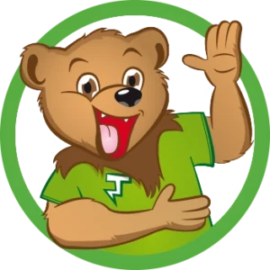 Illustriertes TobiDu-Bärenmaskottchen als Logo für das Tobi-Paket